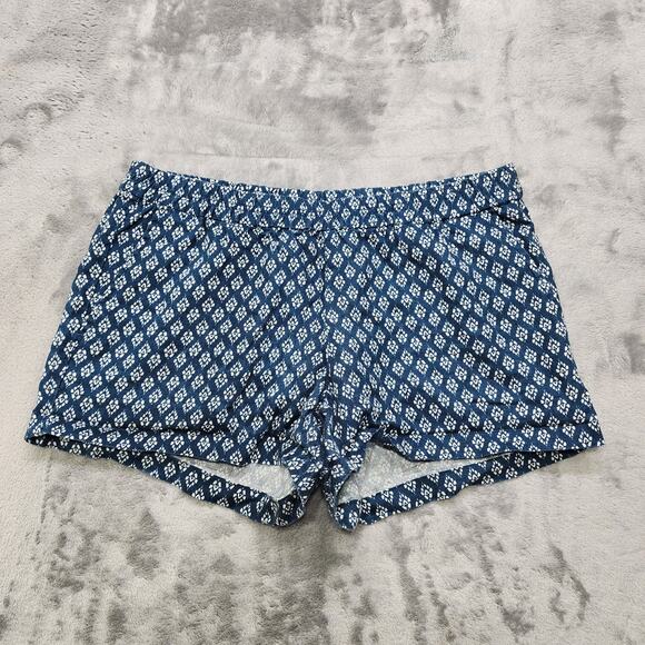 Kut From The Kloth Shorts Womens 8 Blue Geometric Printed Linen Jansen Short - Picture 1 of 10